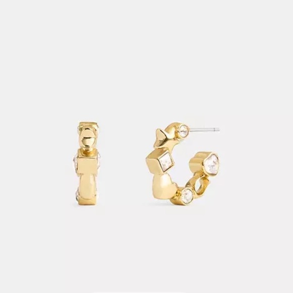 Coach Jewelry - Coach Gold Star Heart Mix Huggie Earrings